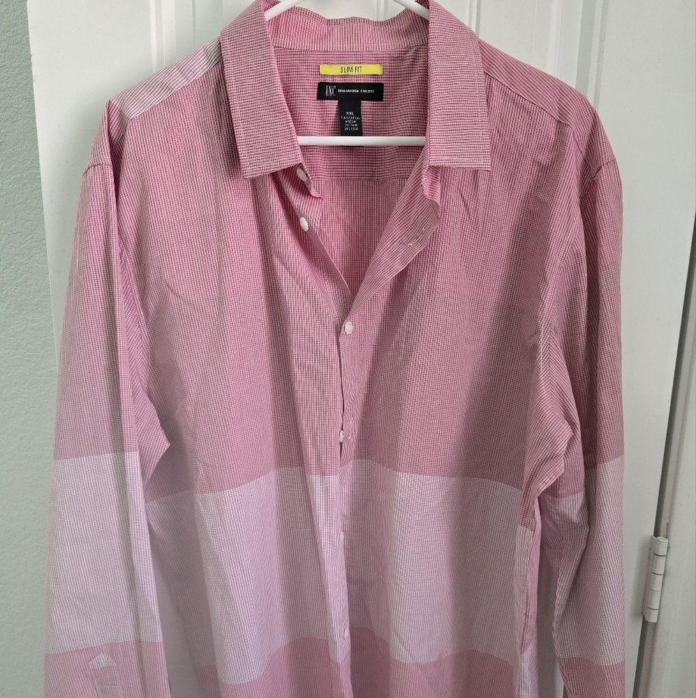 INC Men's Pink/ Red Striped Shirt